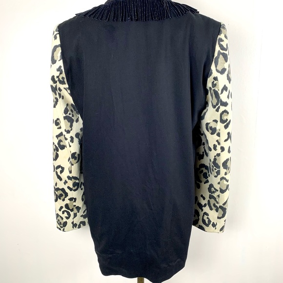 80s Cache Blazer Jacket with Fringe and Animal Print Large Petite - Picture 3 of 7